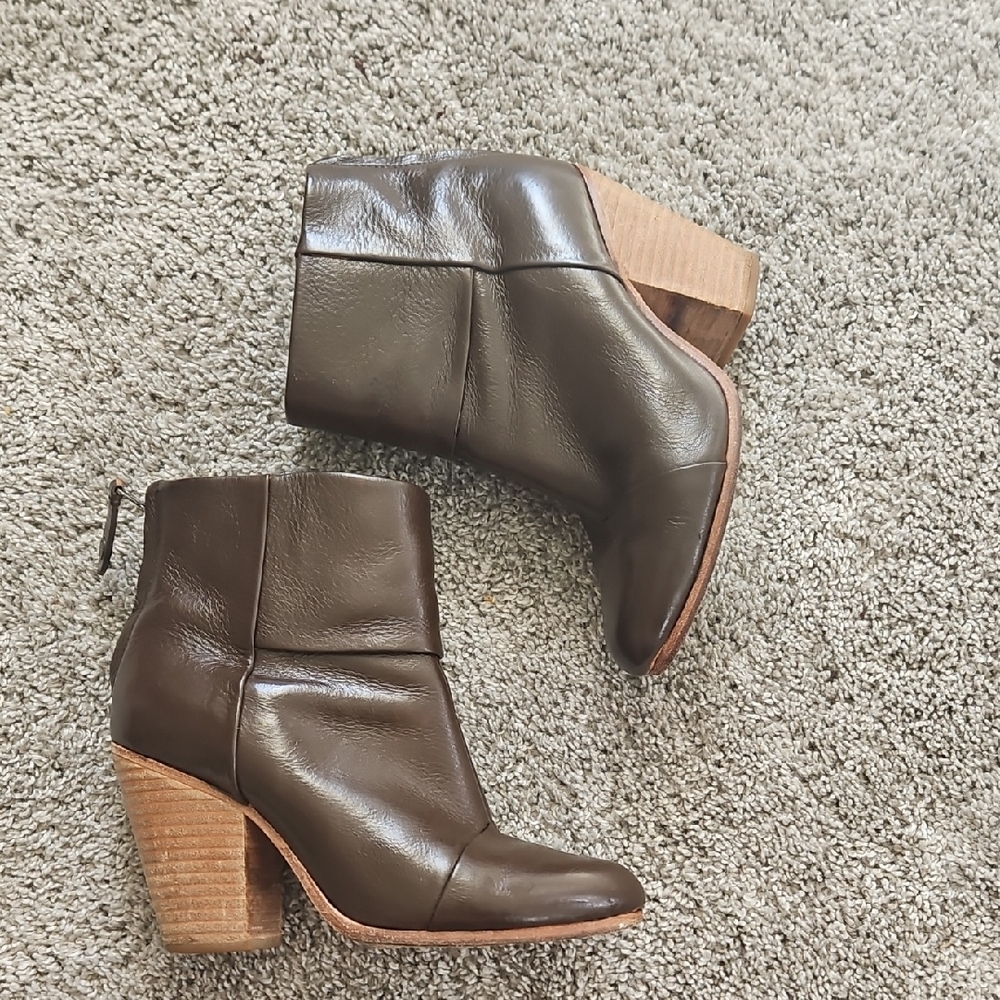 Rag & Bone Brown Leather Ankle Boots with Block Heel 6.5